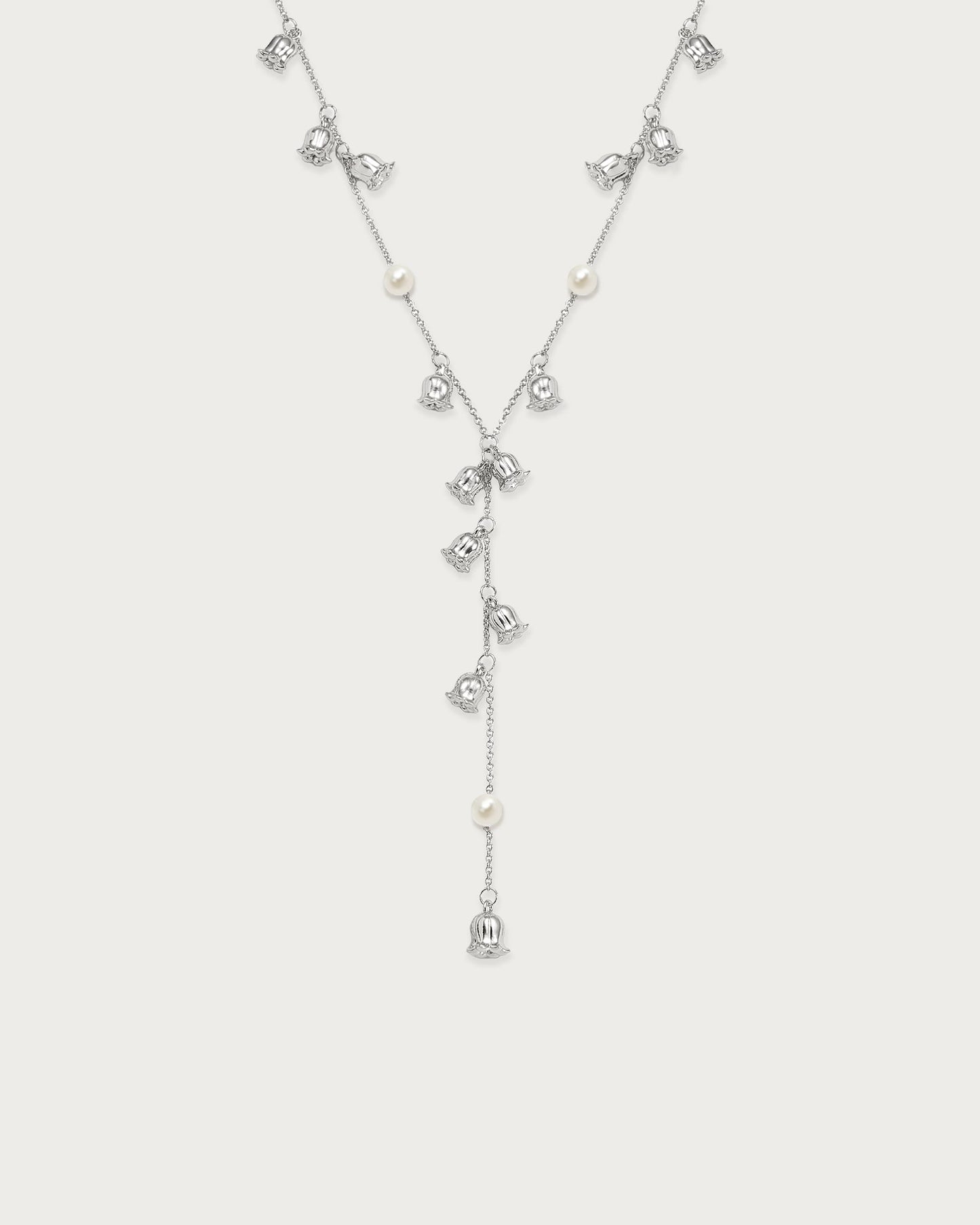 Lily of the Valley Pearl Lariat Necklace