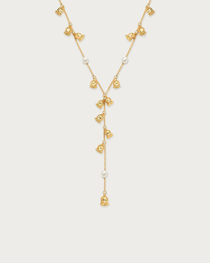 Lily of the Valley Pearl Lariat Necklace