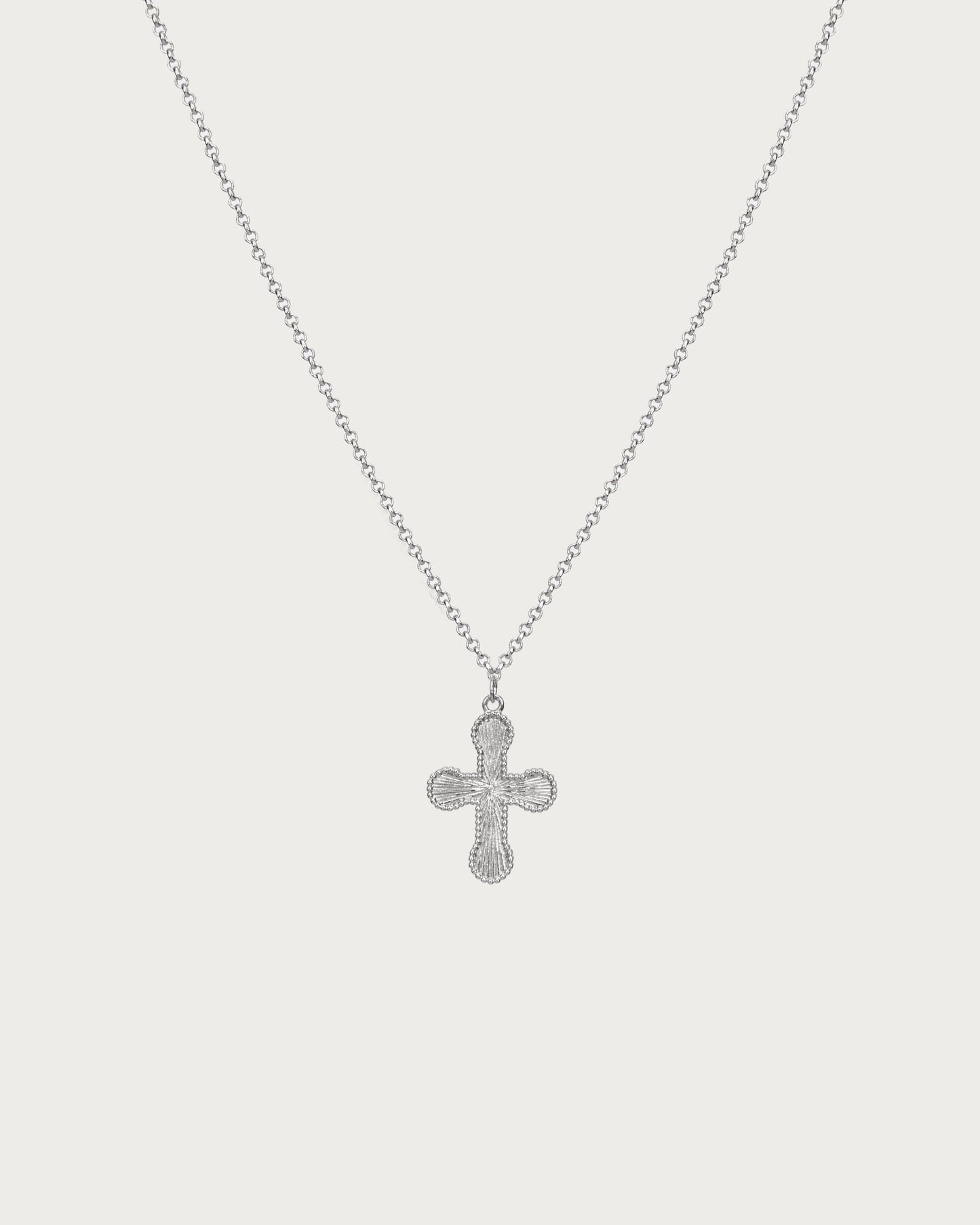 Mini Cross Pendant Necklace in Silver