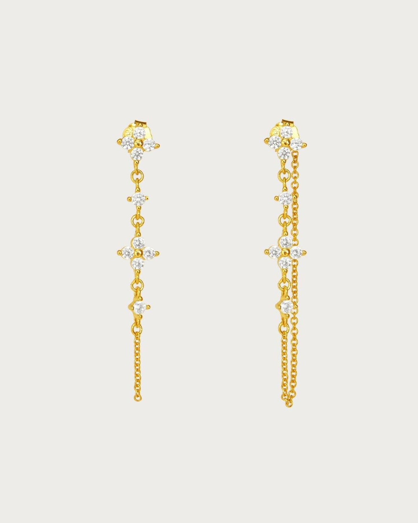 Gold Clover Drop Earrings