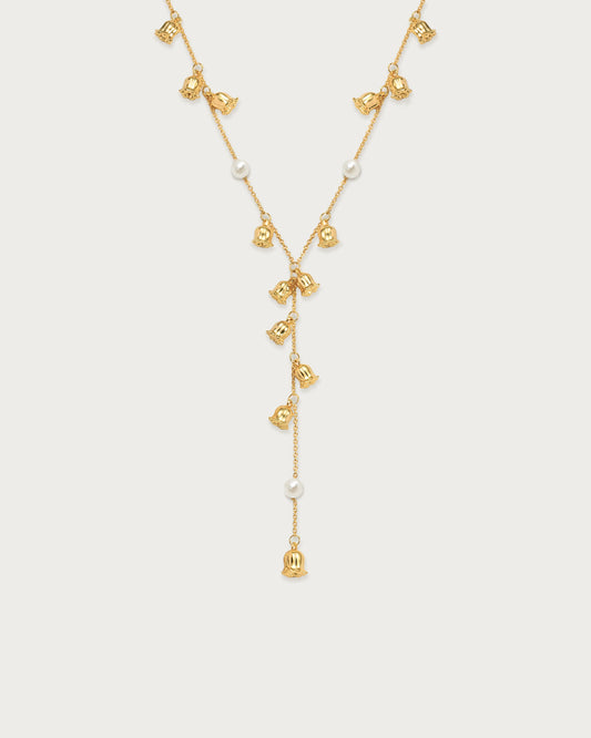 Lily of the Valley Pearl Lariat Necklace