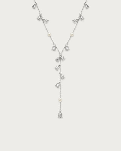 Lily of the Valley Pearl Lariat Necklace