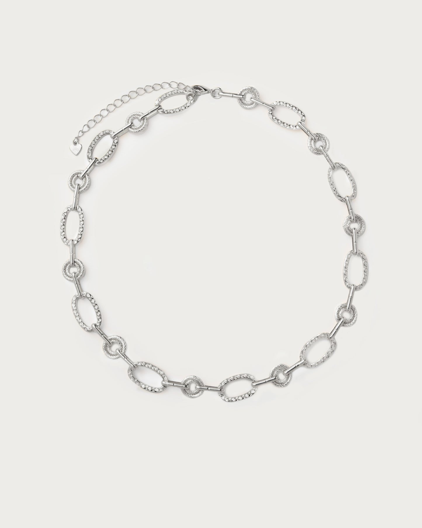 Textured Circle Link Necklace in Silver