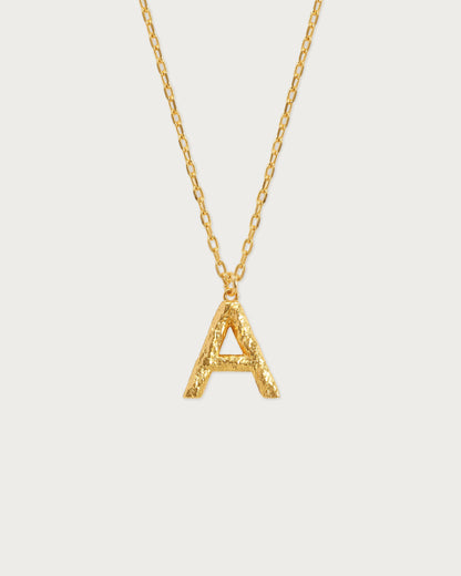 Textured Initial Letter Necklace