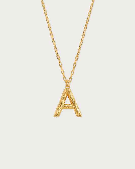 Textured Initial Letter Necklace