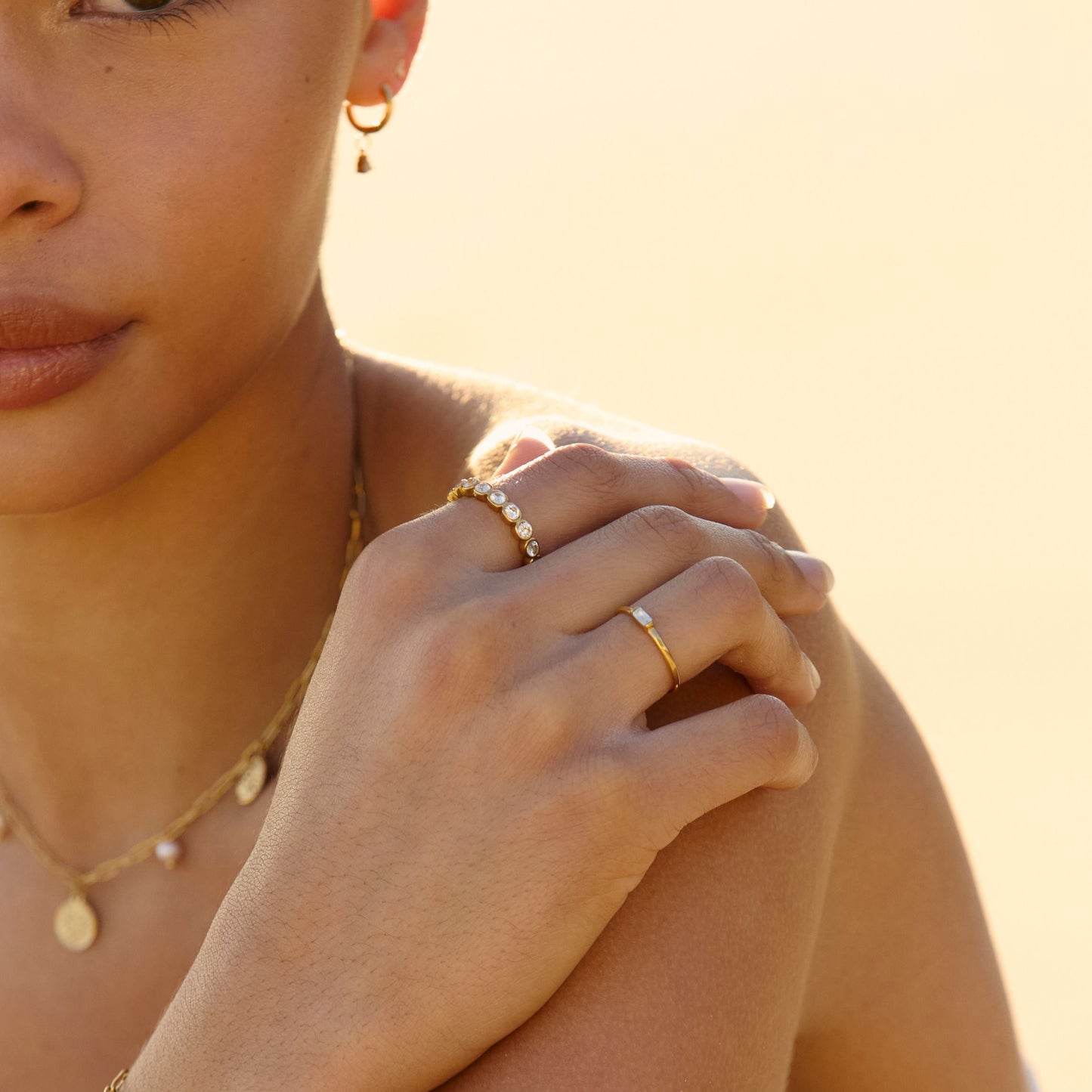 Bague en diamant avec perles