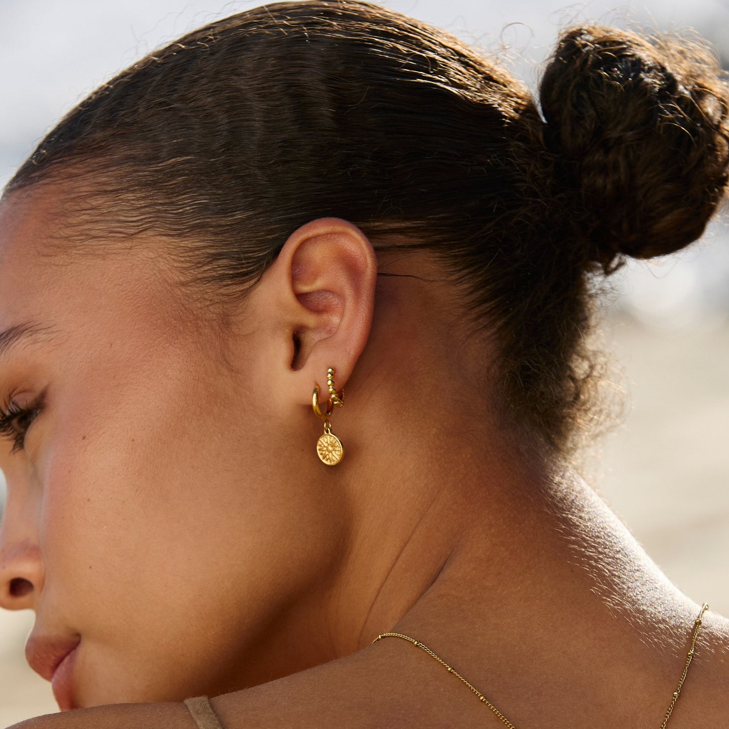 Boucles d'oreilles créoles à perles