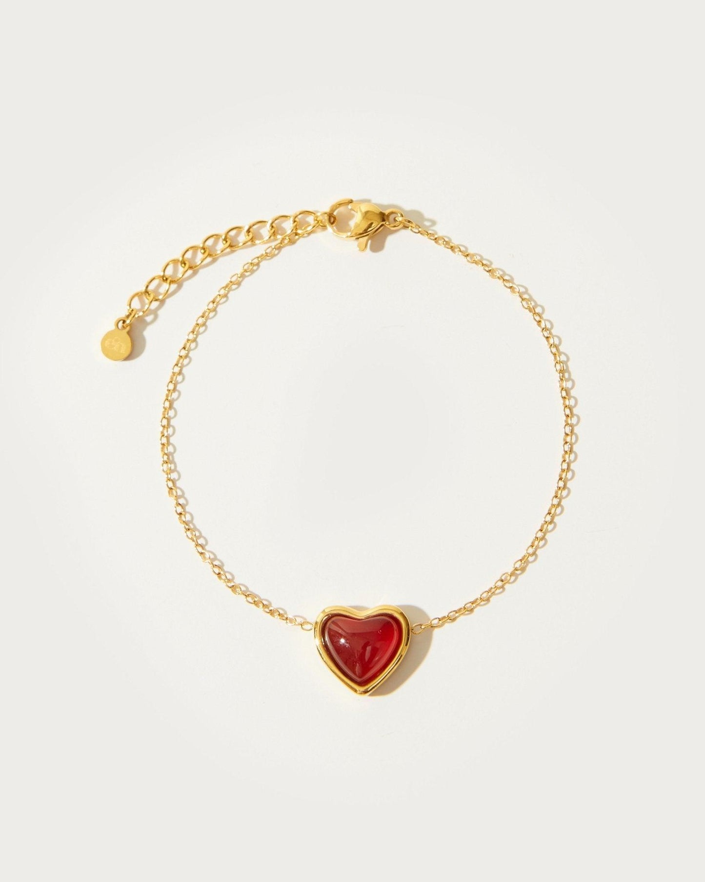 Bracelet coeur en pierre de cornaline