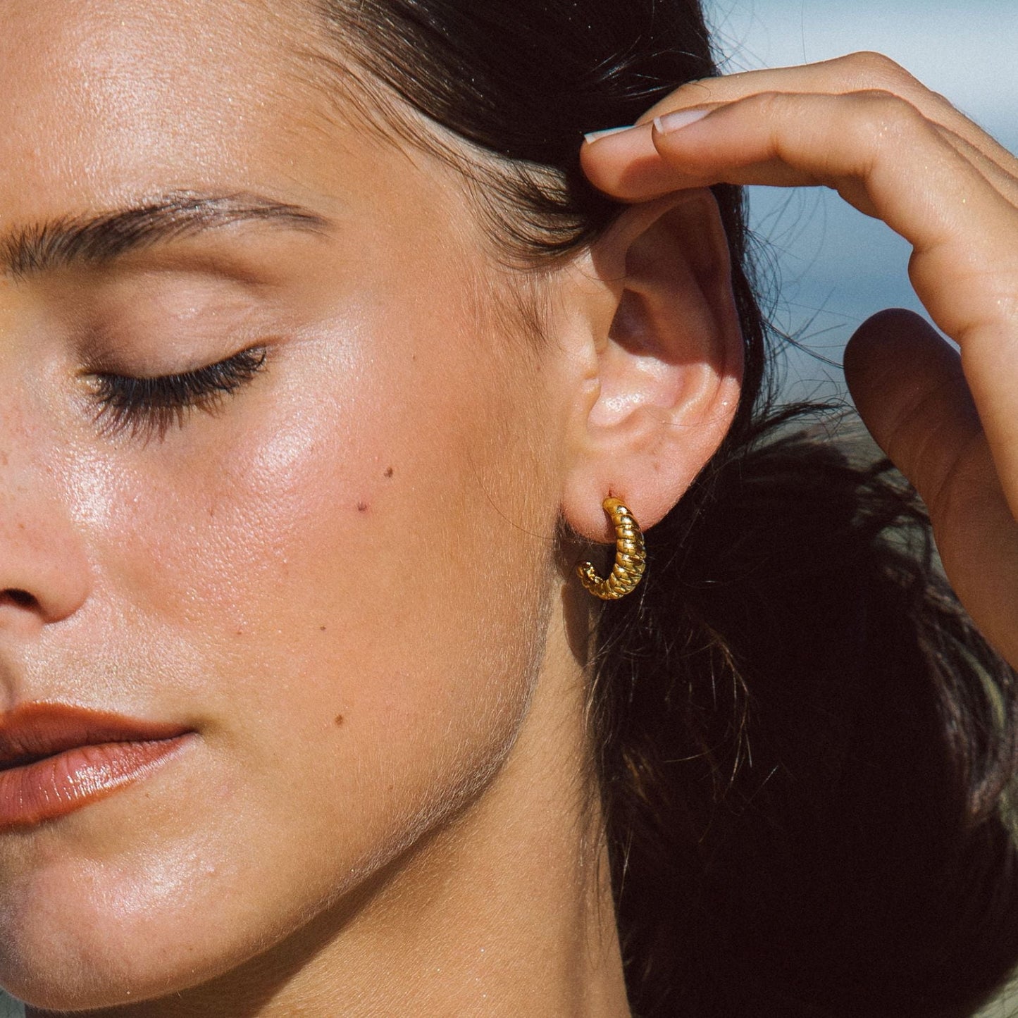 Boucles d'oreilles créoles en forme de croissant