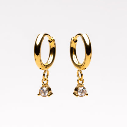 Diamond Drop Hoop Earrings