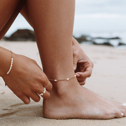 Bracelet de cheville en perles d'eau douce