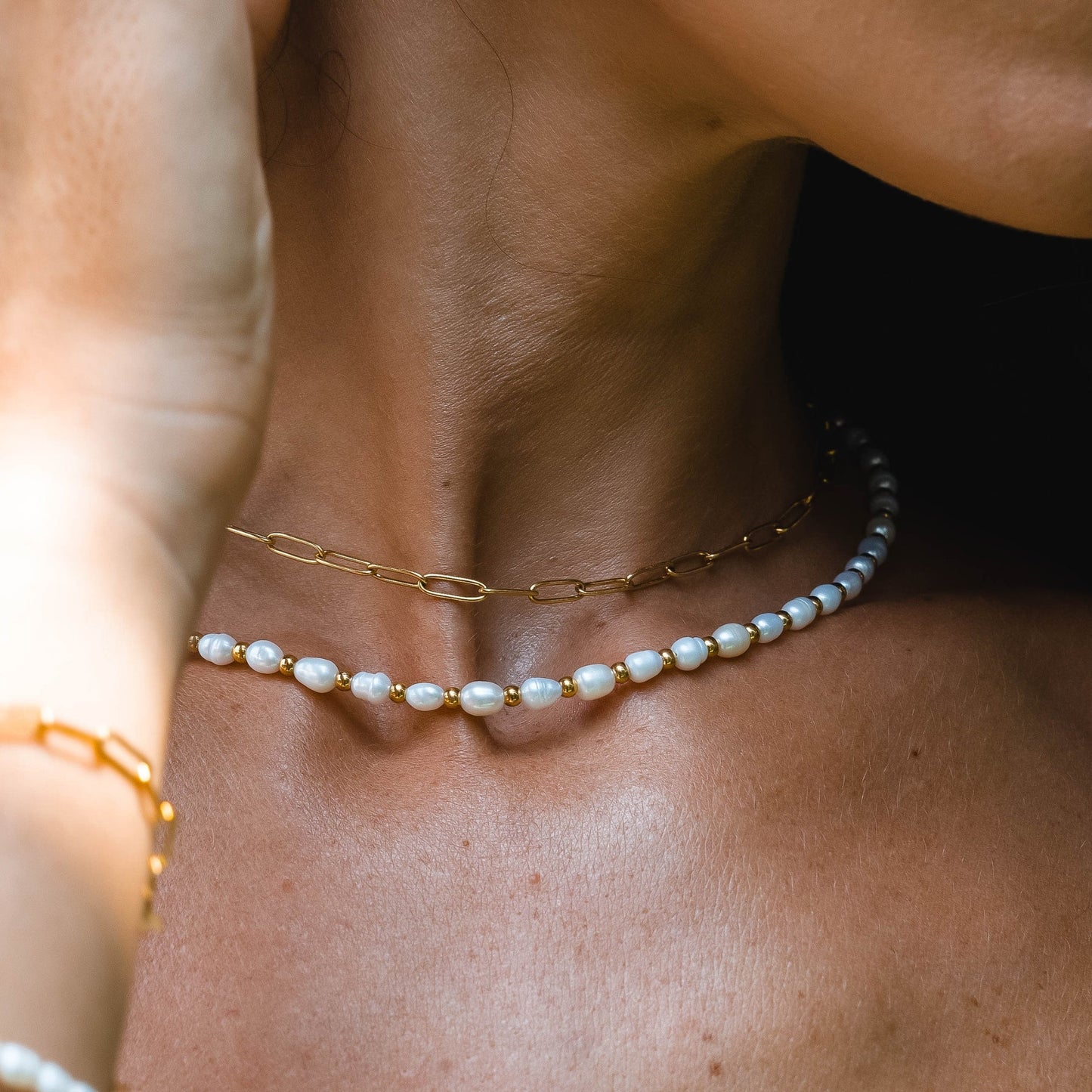 Gold Freshwater Pearl Choker