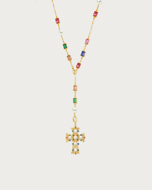 Collier en perles avec croix " Lover of Helius "