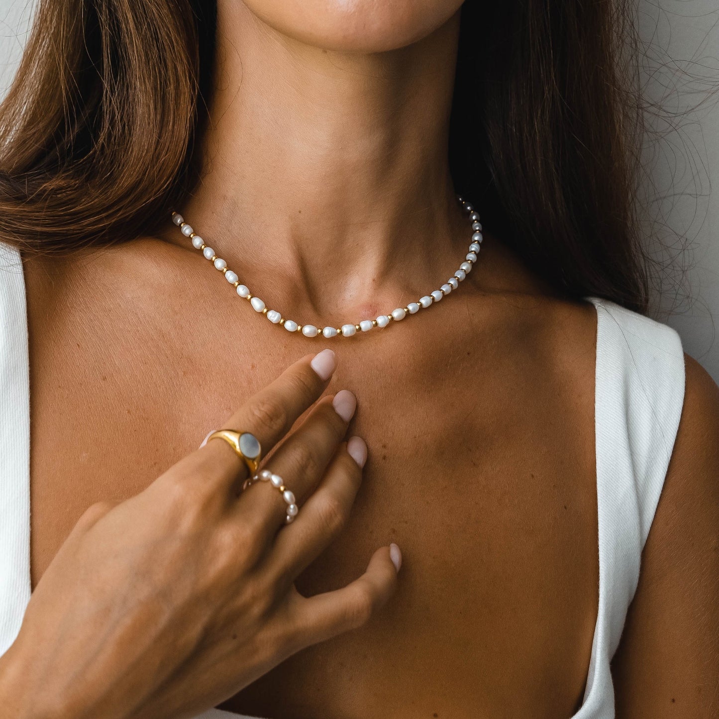 Gold Freshwater Pearl Choker