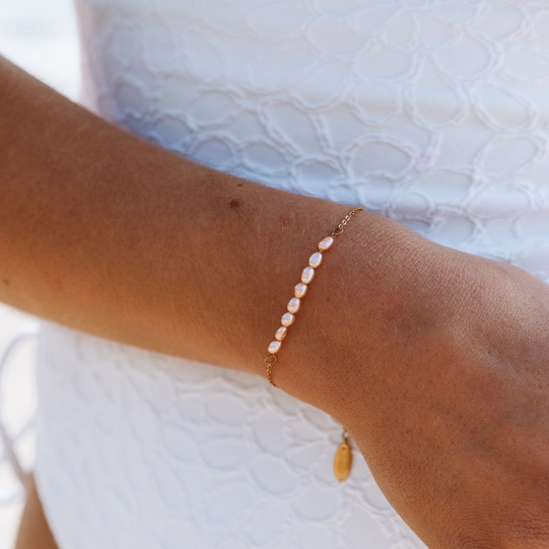 Bracelet en perles d'eau douce roses