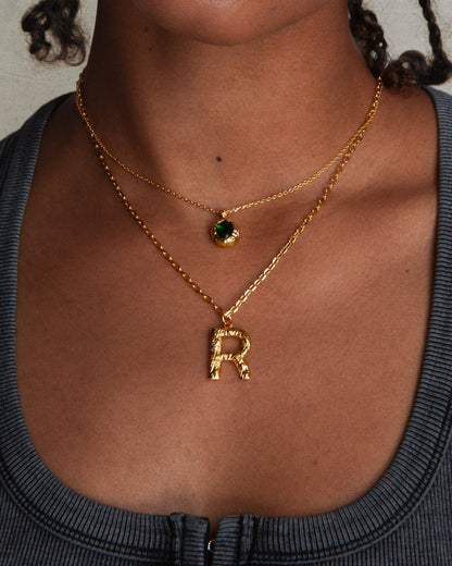 Textured Initial Letter Necklace