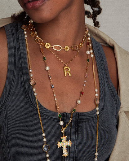 Textured Initial Letter Necklace