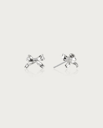 Silver Ribbon Stud Earrings