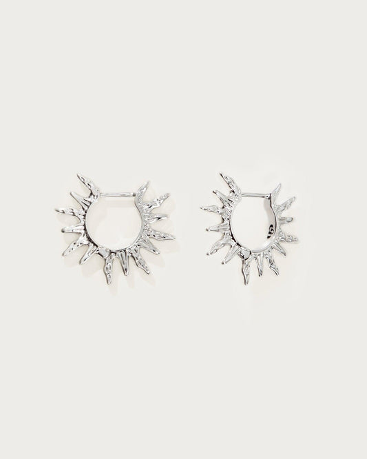 Sun Hoop Earrings in Silver