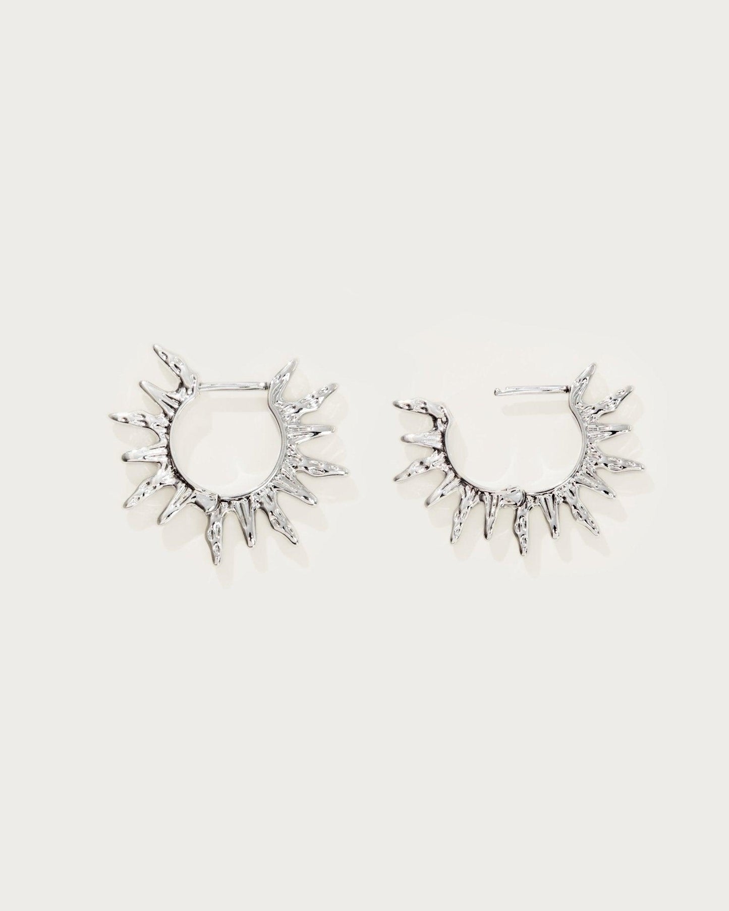 Sun Hoop Earrings in Silver